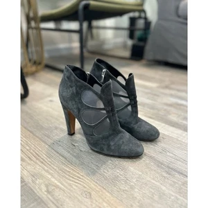 SARAH FLINT Vintage Ankle Boots Suede LEATHER Size 42 (US 11) Gray Mesh Y2K - Picture 1 of 7