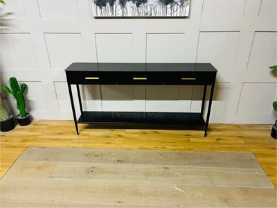West Elm black metalwork console with 3 drawers 156.7cm Wide. Rrp £1029 R24 - Image 1 of 4
