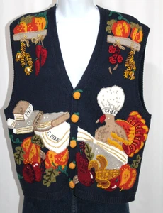 VTG Lauren Hansen Collection Fall Chef Thanksgiving Sweater Vest Medium - #20 - Picture 1 of 13