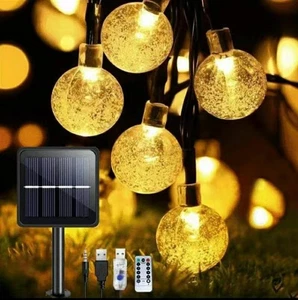 Solar Powered 50 LED Craystal Globe String Lights for Patio Party Yard Decor - Picture 1 of 9