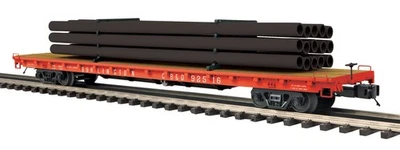 MTH Premier 20-95572 O Scale CBQ Burlington 60’ Flat Car w/Pipe Load Rd# 94417 - Image 1 of 4
