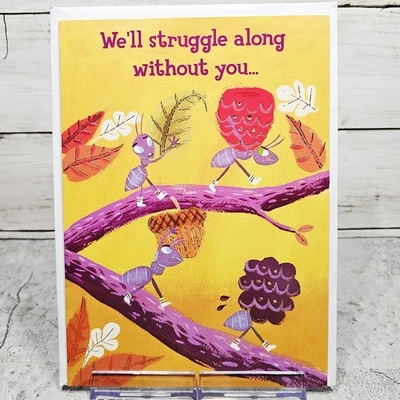 Nueva tarjeta de trabajo hormigas trabajadoras coloridas adiós buena suerte diseñador saludos Foto 1 de 4