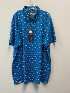 Polo de fiesta DIXXON Flannel Co azul con dos palmeras blancas—3XL - Imagen 1 de 6