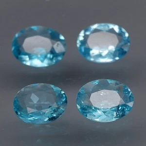 Oval 7x5.5 mm.Top Color! Natural Blue Green Paraiba Color Apatite 4Pcs/2.78Ct. - Imagen 1 de 6