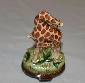 Staffordshire Emaille Giraffe Bonboniere, handbemalte Emaille auf Kupfer England - Bild 1 von 9