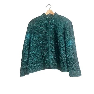 MSK Woman Green Sequins Holiday Party Jacket 2X - Picture 1 of 7