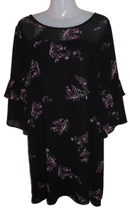 TABLE EIGHT Black Floral 3/4 Sleeve Knee Length Dress Size 18 - Picture 1 of 5