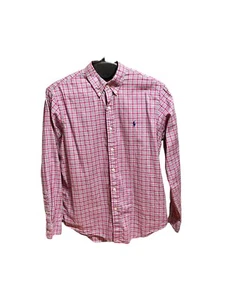 Ralph Lauren Polo Mens Button Front Oxford Shirt Sz L Plaid Preppy Checks Pink - Picture 1 of 24