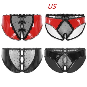 Mutandine uomo sexy scavate pizzo rete slip sissy lingerie intimo lucido - Foto 1 di 30