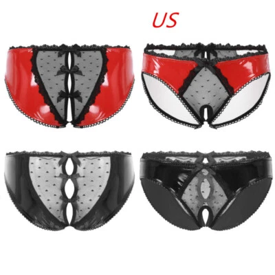 Mutandine uomo sexy scavate pizzo rete slip sissy lingerie intimo lucido - Immagine 1 di 3