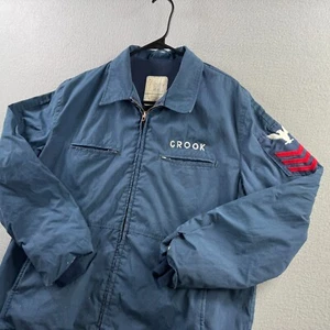 Vintage Navy Deck Jacke Herren 44 Blau Utility Blue Patch 80er Military - Bild 1 von 24