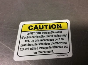 Can-Am Outlander 2006-2013 French Caution 4x4 Decal Sticker 21082023 - Picture 1 of 1