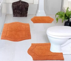 Home Weavers Inc Waterford 3-pc. Quick Dry Bath Rug Set Terracotta 100% Cotton - Picture 1 of 11