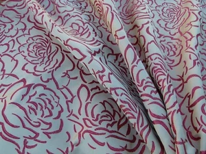 By Yard Scalamandre Phoebe Red Silk Brocade Rose Matisse MSRP$256 - Picture 1 of 13
