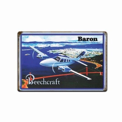 Beechcraft  Sign, Airplane Hangar, Retro Pilot General Aviation Airport Tin Sign - Image 1 of 4