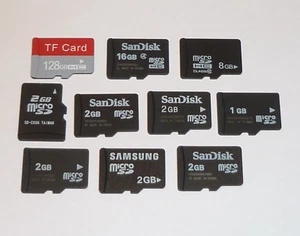 10 x MIESZANE KARTY MULTIMEDIALNE MICRO SD APARAT CYFROWY 128GB 16GB 8GB 2GB 1GB - Zdjęcie 1 z 1