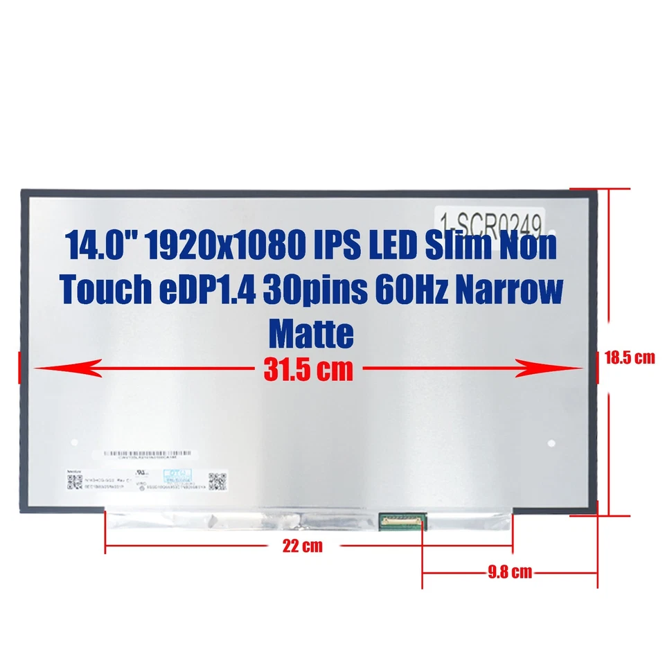 New Laptop Screen NV140FHM-N4C N140HCE-EN2 REV.C2 N140HCA-EAC REV.C4 IPS 14.0" - Bild 1 von 4