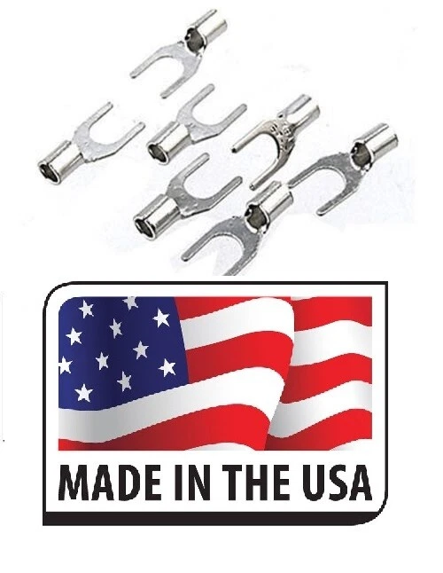 (100) 12-10 #6 NON-INSULATED FORK SPADE UNINSULATED CONNECTOR MADE IN USA - Image 1 of 1