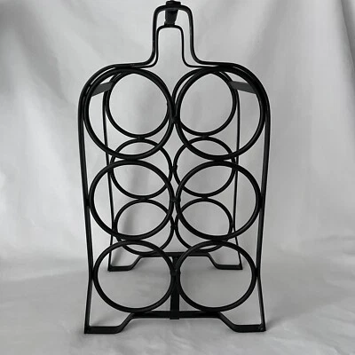 Estante de encimera de vino de hierro forjado negro Rowe Pottery principios de la década de 1990 acabado natural Foto 1 de 4