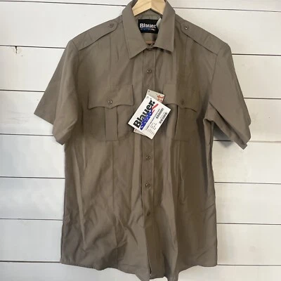 Blauer 8460 Classact 短袖衬衫潜水 L (16-16.5) 银色棕褐色全新带标签 — 第 1/4 张图片