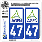 2 Stickers Autocollant Plaque Immatriculation : 47 Agen - Agglo