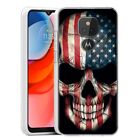 (USA Skull)ShockProof TPU phone case cover(Clear)for Moto G Play(2021)