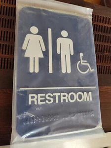 ADA Handicap Accessible Sign with Braille - Blue and White, 9 x 6-inches - Picture 1 of 4