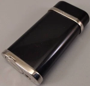 Working Cartier Gas Lighter Black Silver Godron without box - Picture 1 of 8
