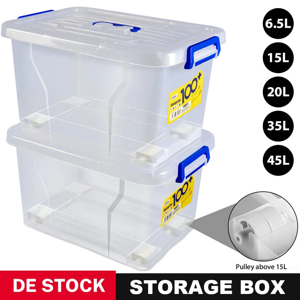 Aufbewahrungsbox mit Deckel 2-8er Set Kunststoffbox Plastikbox Box 6-45 Liter  - Bild 1 von 4