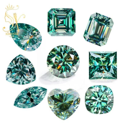 Blue Green Loose Moissanite Stone Brilliant Cut Gemstones With GRA Certificate - Image 1 of 4