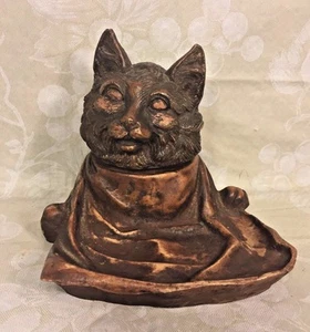 Vintage Black Forest Cat Head Inkwell - Picture 1 of 11