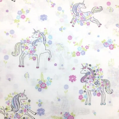 Nicole Miller Unicorn FULL Sheet Set Floral Pink Lime Green Blue Lavender Gray - Image 1 of 4