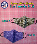 Cheetah leopard Print REVERSIBLE Purple Tie Dye Mask Multi Sizes