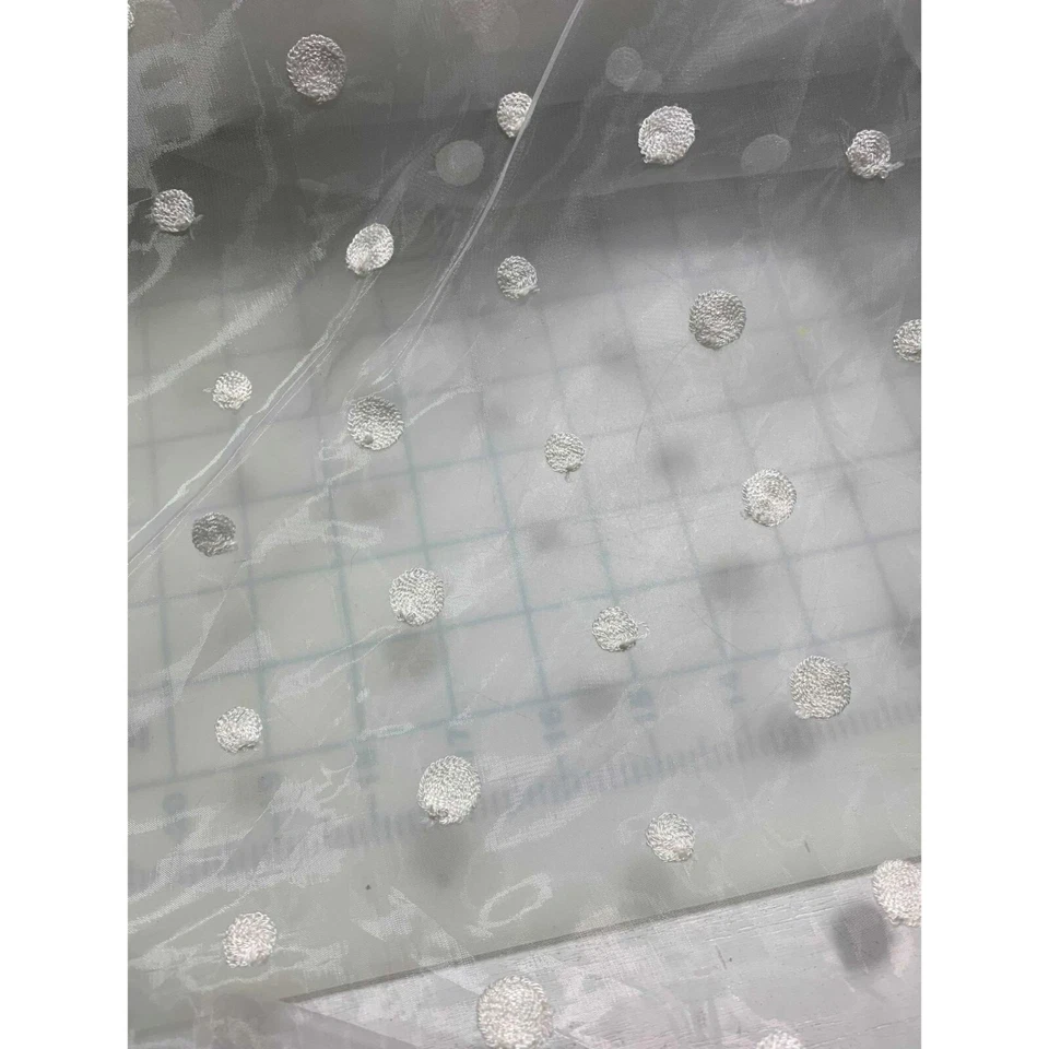 Tela de organza bordada a lunares blancos Foto 1 de 2