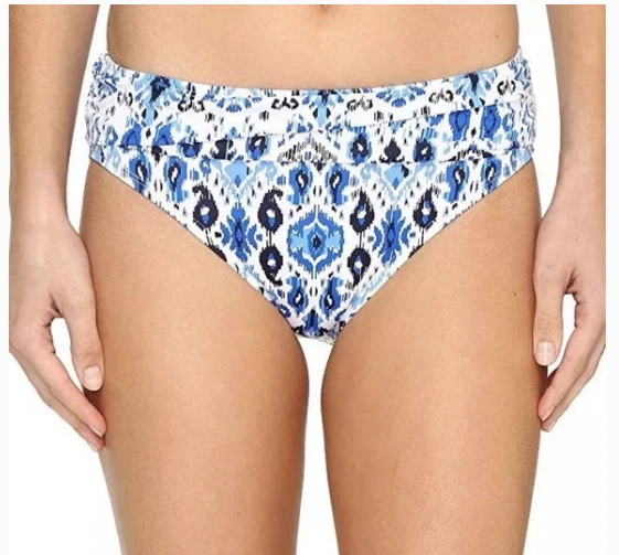 Tommy Bahama Womens Vivid Blue Ikat High Waist Sash Bikini Bottom Size XL 9401