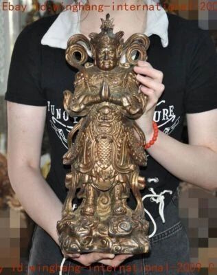 Antigua China bronce dorado Wei Tuo guerrero Skanda Veda budismo aplicación Buda Foto 1 de 4
