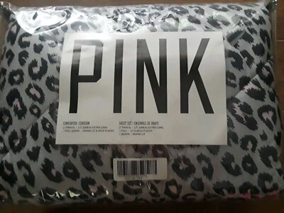 Victoria's Secret PINK LEOPARD Gray/Pink Comforter Pillow Case Sheet Set Twin XL - Image 1 of 4