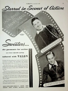 1934 Jack Oakie & Lanny Ross in College Rhythm Vintage Print Ad Talon Sweaters - Picture 1 of 1