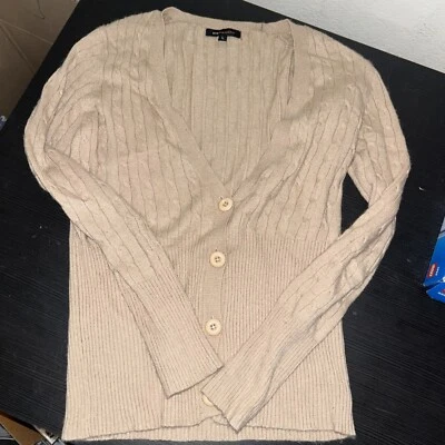 BCBGmaxazria Womens Wool Blend Cardigan Large Button Down Cable Knit Long Sleeve - Image 1 of 4