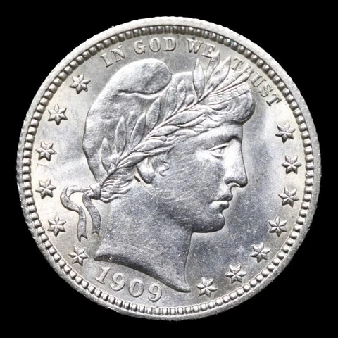 1909-P 25c Barber Silver Quarter *Graded by SEGS*  *High Grade* Beautiful Coin* Cover