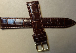 New LONG Length Timex Dark Brown Simulated Crocodile Grain 20mm Watch Band Strap - Picture 1 of 9