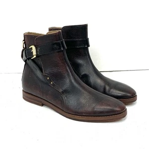 H By Hudson Women Size EU40 US9 Leather Ankle Boots Buckle Hipster Boho Low Heel - Picture 1 of 16