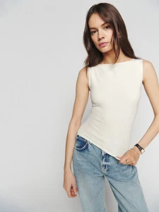 NUEVO Top de punto Reformation DUSK Fior Di Latte TALLA S/100% AUTÉNTICO - Imagen 1 de 4