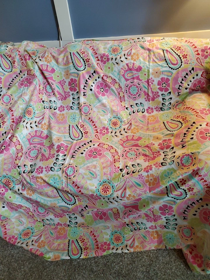 Pottery Barn Teen Shower Curtain Pink Cotton 72x72 Paisley Multicolor One Size  - Image 1 of 4