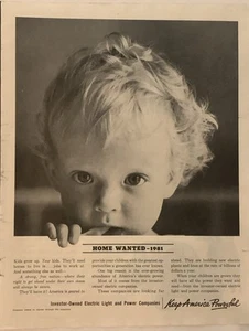 1961 Investor-Owned Electric PRINT AD New Electric Plants Lines VTG 1960s Child - Picture 1 of 5