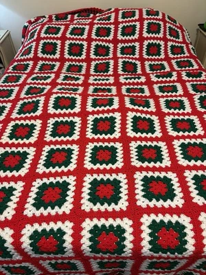 Funda Manta Cuadrada Crochet Abuela Vintage Extra Larga, Completa/Reina Navidad Foto 1 de 4