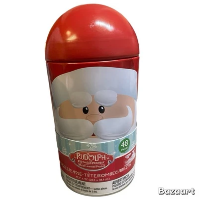 SANTA PUZZLE TIN RUDOLPH RED NOSED REINDEER NEW 48 PC JIGSAW PUZZLE FACTORY ELFS - Image 1 of 3