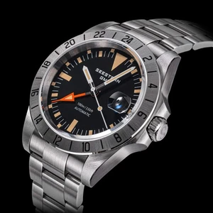 SEESTERN Vintage GMT, Black, NH34, Sapphire, Lume, 100m Diver, Diving, BNIB - Picture 1 of 21