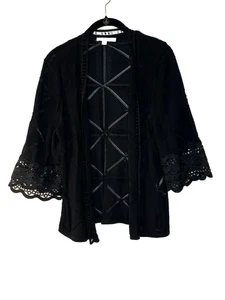 Chico's Knitted Lace Cardigan Sweater Kimono Lace Top sz 1 M Top Blouse (15 - Picture 1 of 7