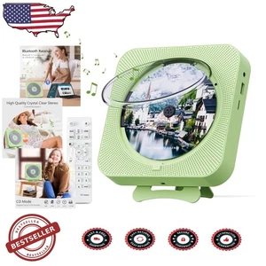 Home CD Player Grün Bluetooth 5.1 Dual Lautsprecher Fernbedienung USB FM Radio - Bild 1 von 8